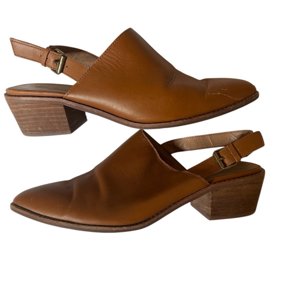 Madewell “Jess” Brown Leather Slingback Mules